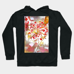 Red Swirly Dream Columbine Flower Hoodie